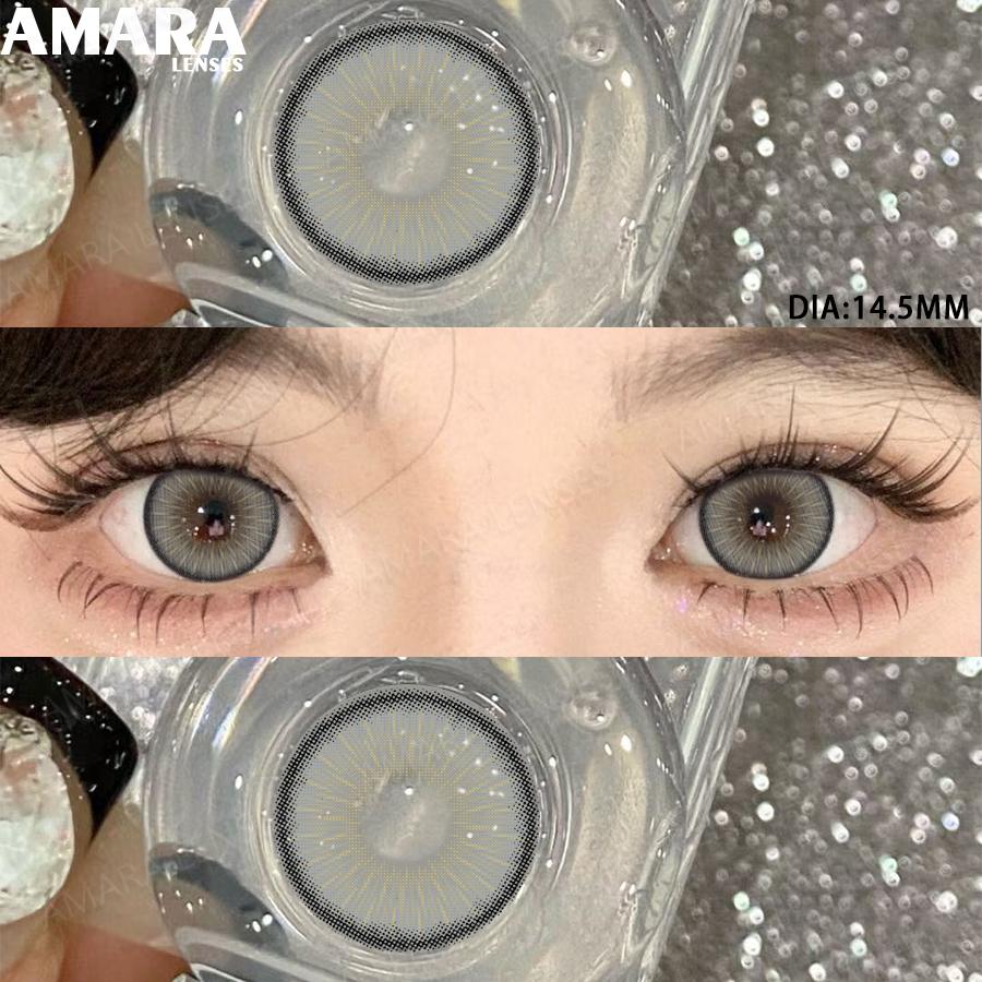 AMARA Fashion Colored Contact Lenses Brown Soft Lenses Beauty Lenses for BIG Eye Green Color Contact Eye Cosmetics Yearly Use