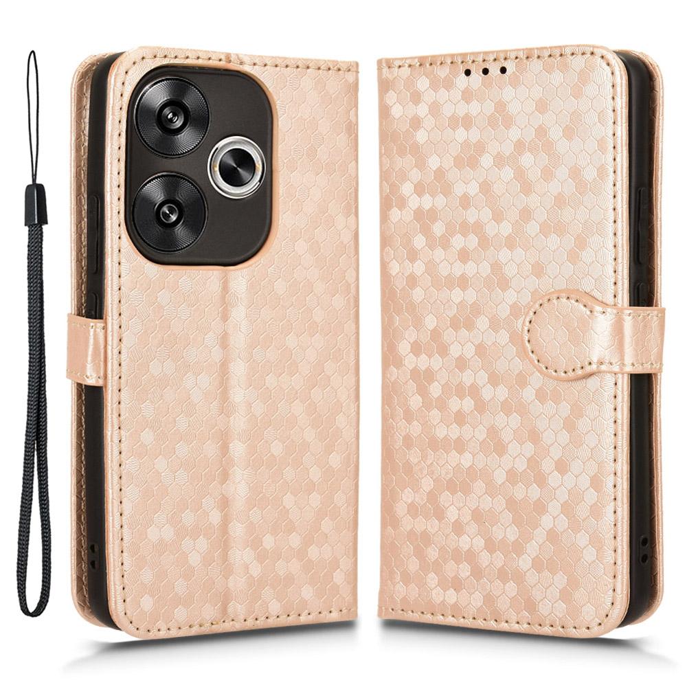 

For Xiaomi Redmi Turbo 3 5G/Poco F6 5G Leather Case 3 Card Holder Slots Dots Pattern Phone Cover Rose Gold