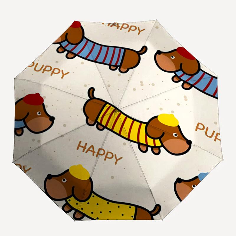 

1 шт. Щаслива автоматична парасолька для цуценят з кнопкою одного дотику, компактна складана, міцна 8-реберна вітростійка конструкція, легка 06