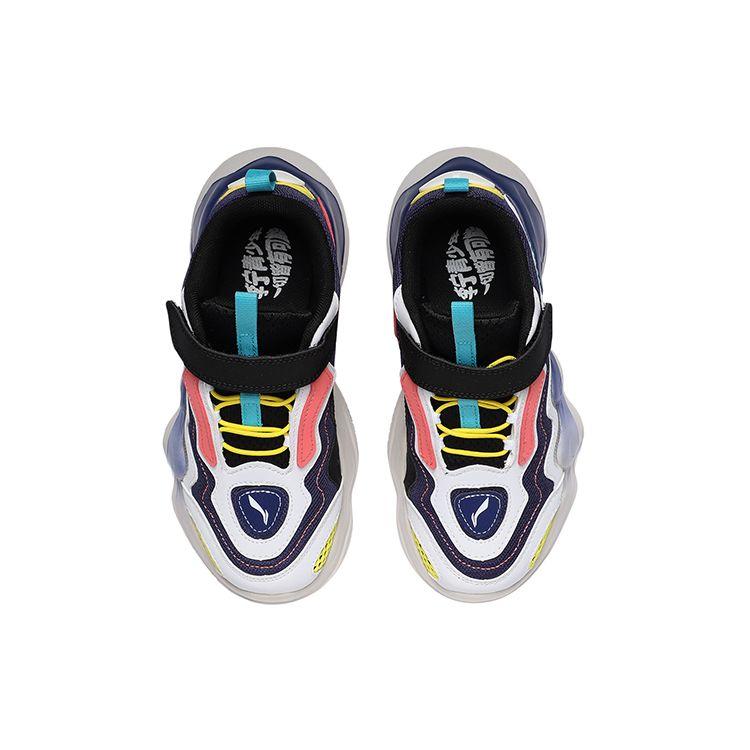 LiNing EVO Shock Absorbing Non-Slip Wear-Resistant Breathable Lightweight Low-Top Running Shoes Kids sneaker Blue Black Yellow YKCR046-5