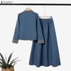 ZANZEA Women Long Sleeve Patchwork Blouse and Long Skirts Casual Two Piece Suit Sets