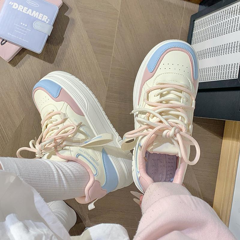 Fashion Zapatillas Autumn Women Skateboard Shoes Platform Casual Sneakers Fashion Breathabe Round-toe Vulcanized Shoes Women's Trainers