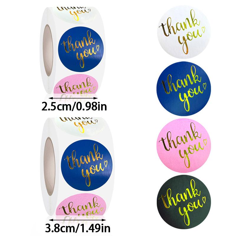 500Pcs/Roll Thank You Sticker Thank You Sealing Tape Self-adhesive Wedding Decor Labels Baking Cake Stickers Circular Gifts Bags