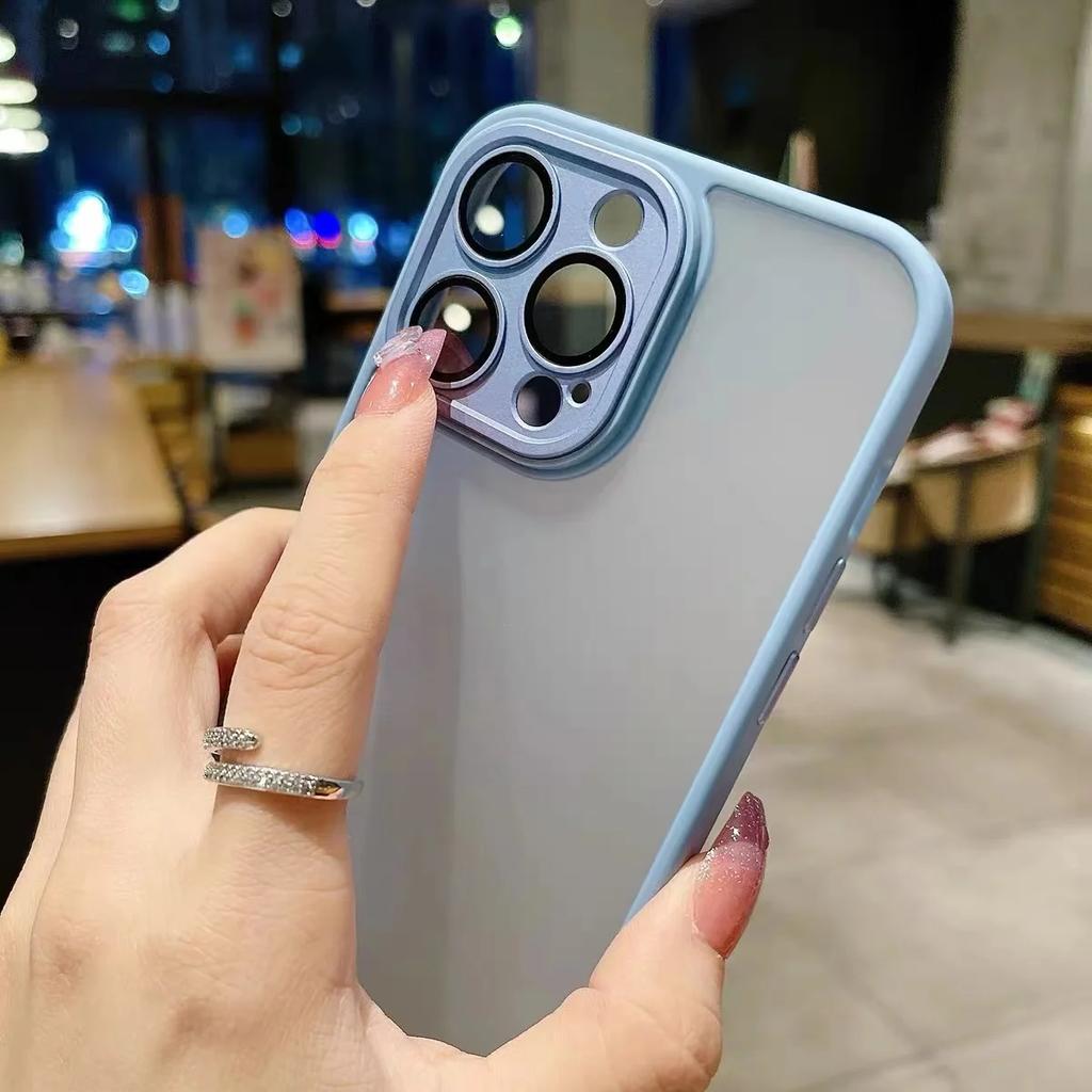 Luxe Schokbestendige Matte Telefoonhoes Voor iPhone 15 14 13 12 11 Pro Max Bumper Transparante Cover