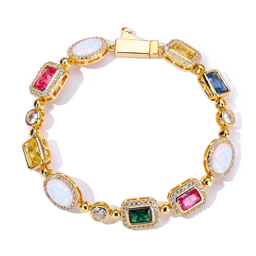 Hip Hop Colored Gemstone Bracelet Women'S Jewelry High-End Zircon Men'S Bracelet
