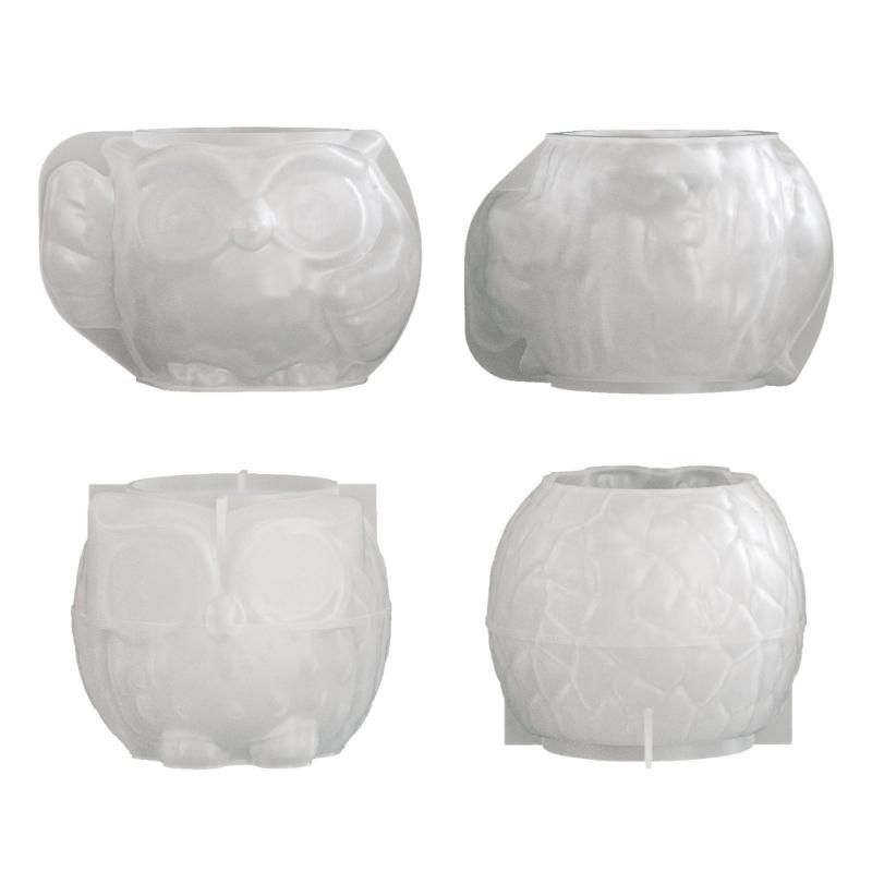 Flexible Silicone Owl Mold For Resin Crafts Candle Holder And Decorative Container Succulent Planter