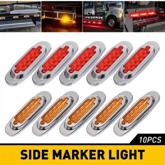 

2PCS 6.5 Marker Lights LED Truck Trailer RV Oval Side Light Amber/Red/White 12V 2PCS
