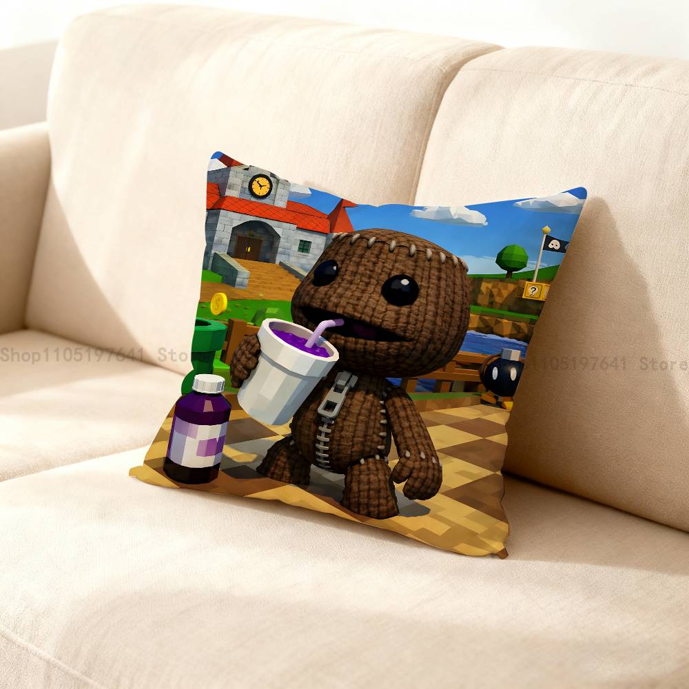 L-Lbp S-Sackboy Custom Pillow Case For Sofa Decor Car Office Room Printing Cushion Cover Decorations And Protector
