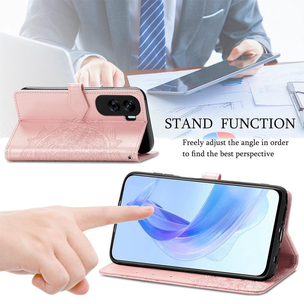 For Honor 90 Lite 5G Case Embossed Mandala Leather Phone Cover Magnetic Flip Wallet