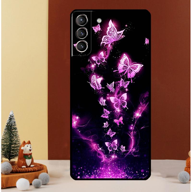 Black Beautiful Butterfly Case For Samsung Galaxy S24 S26 Ultra S21 S22 S20 S23 S25 Ultra S10 Plus S25 FE Cover Funda