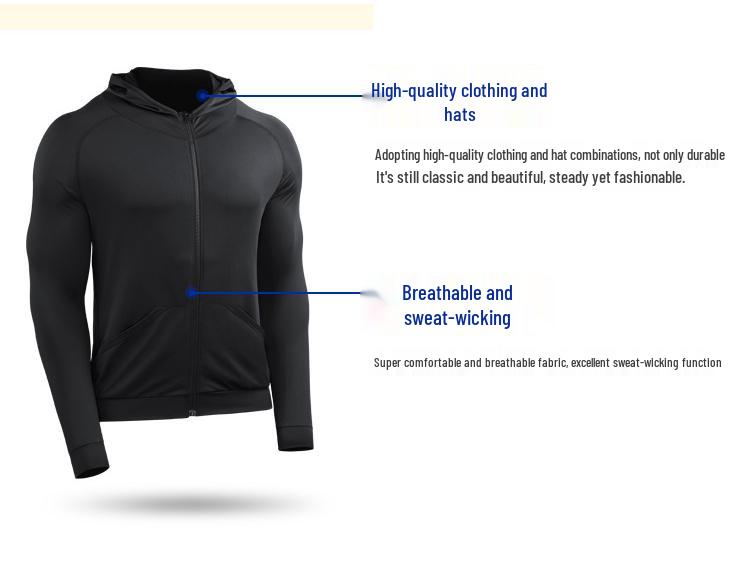 Men's Quick-Dry Sports Hoodie Jacket for Basketball, Running, Fitness - B5901