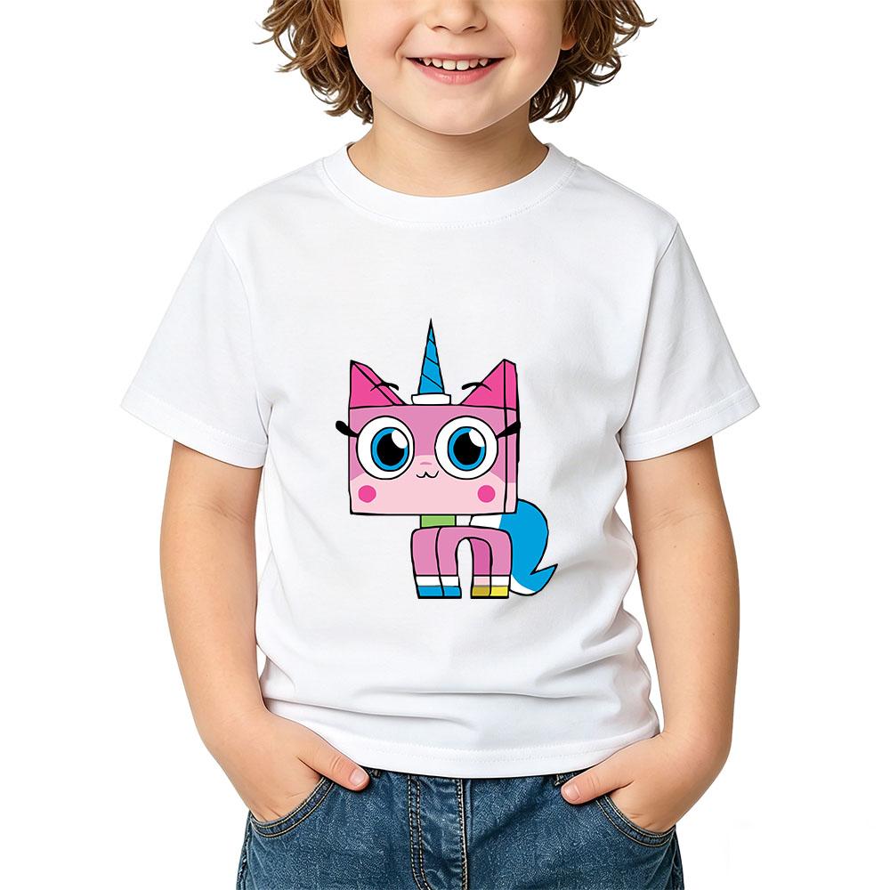 Unikitty Cartoon Children's T-Shirt 100% Cotton Graphic Printing Kids Tees Cute Boys Baby Girls Tops O-Neck Short Sleeve Summer