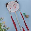 Embroidered Chinese Style Round Fan Classical Hanfu Hand Fan Long Handle Silk Fan  Hanfu Cheongsam