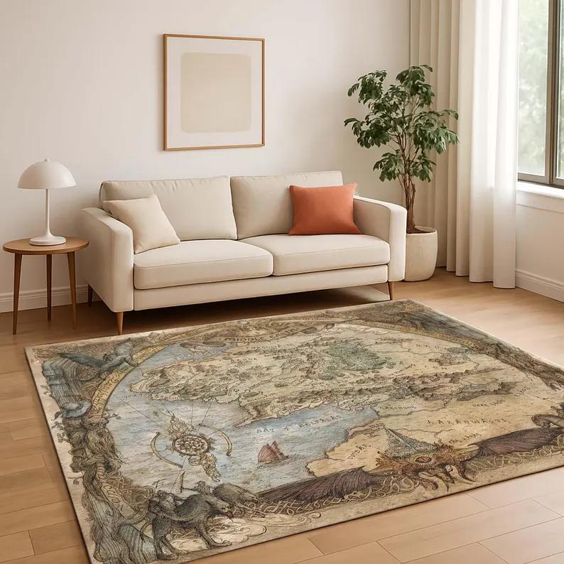 Green Oriental Area Rug Washable Floral Medallion Rugs Gray Modern Rugs Rug Large Decorative Rug Office Decor Rug Popular Rugs