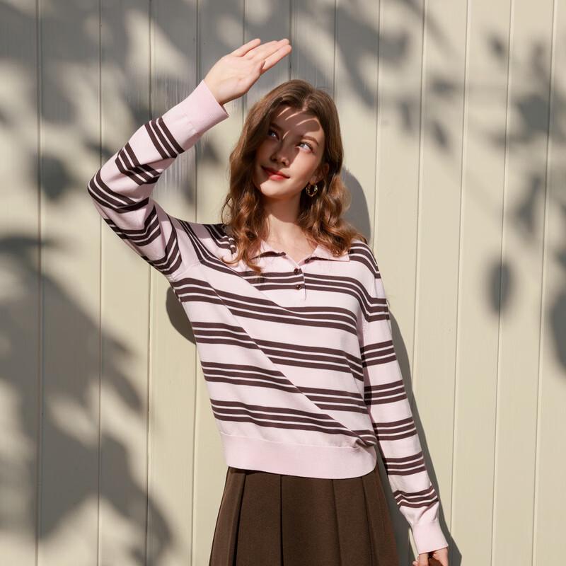 SanCai Color-block Stripe Polo Sweater