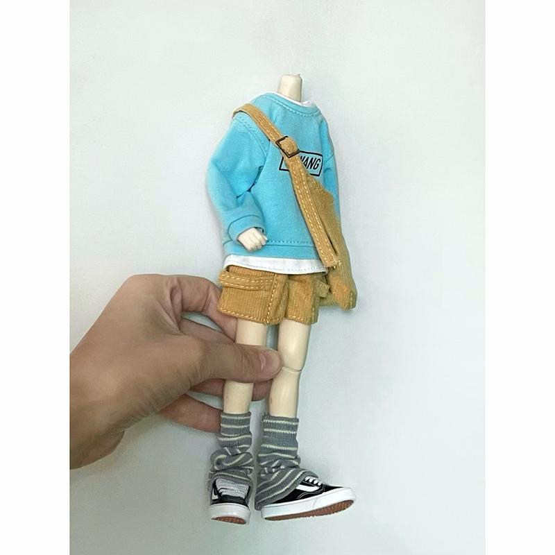 New Arrival Blythe Clothes Fashion Sweater Corduroy Shorts Crossbody Bag Caps Casual Set for Blyth OB24 Pullip 1/6 Doll Outfit