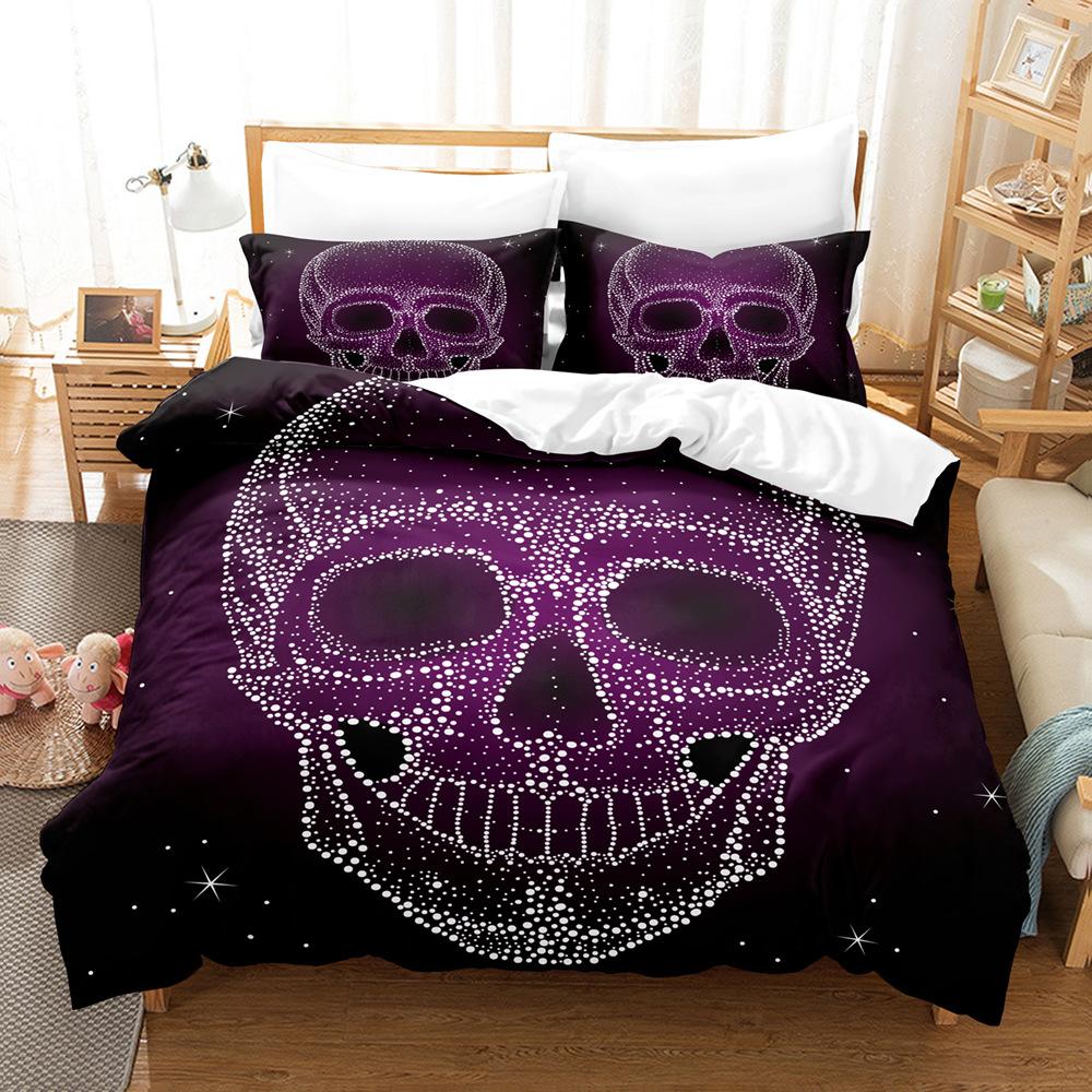 3D Skull Bedding Set Halloween Duvet Cover 2/3 Pieces DE135 * 200 Single/Double Boys' Room Deluxe Home Decoration gift