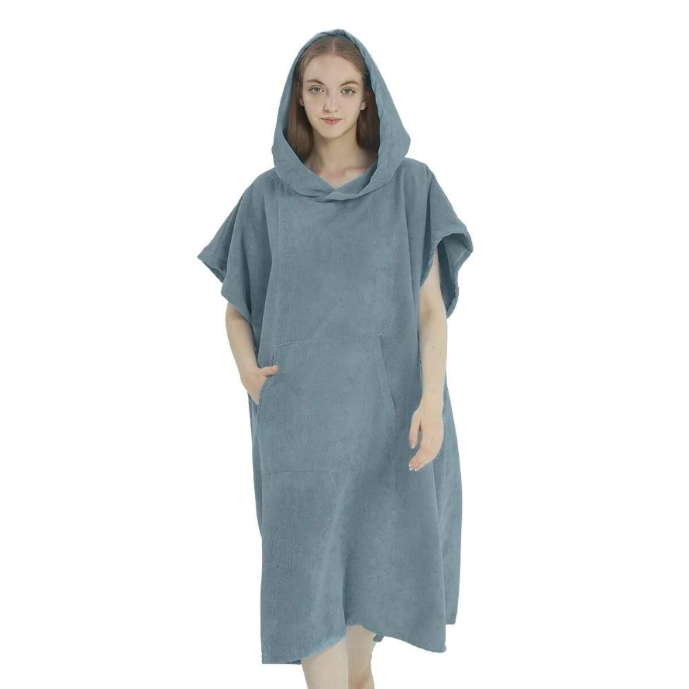 

BEPAN Surf Poncho Towel Poncho Quick-Dry Towel Hoodie Microfiber Beach Robe Changing Poncho Swim Towel Beach Poncho For Adults 78x110cm світло-синій колір