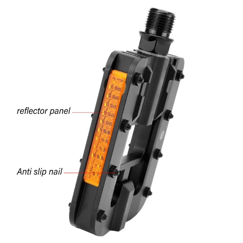 Folding Bike Pedals with Reflective Strips Wide Flat Cycling Foldable Pedals NonSlip Cycling Pedals for Folding Bike