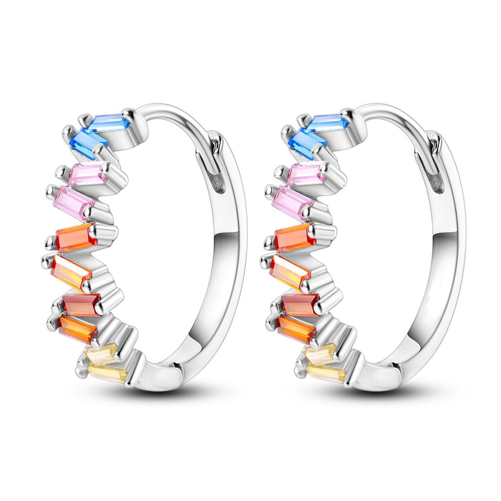 Silver Plated U Round Heart Shape CZ Zircon Earrings Hoop Earrings For Women DIY Making Jewelry Gift