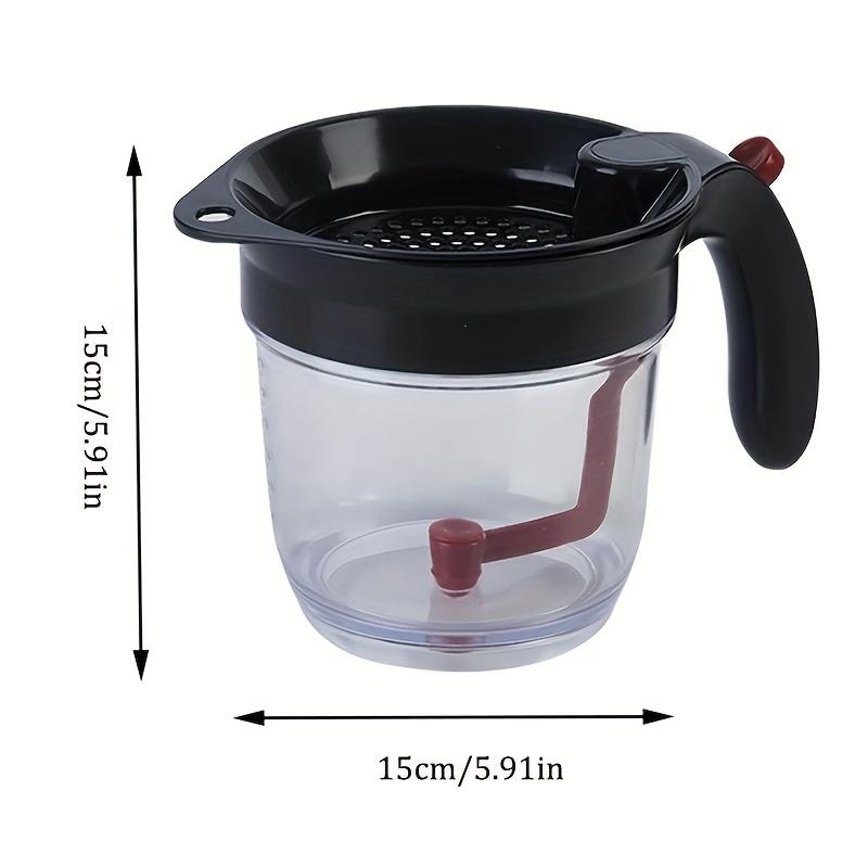 4 Cup Plastic Fat Separator with Easy Bottom Release, Strainer for Gravy, Soups ,Sauces, Fat Free Broth Maker