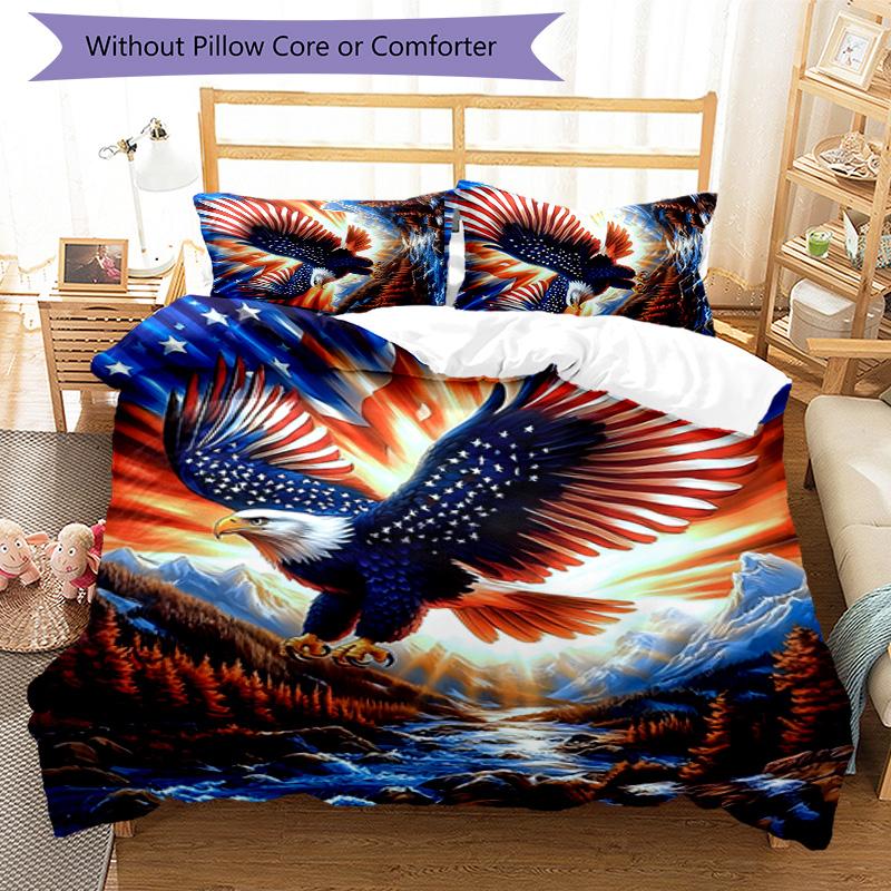 Eagle 3pcs Bedding Set Duvet Cover Closure Includes 1 Duvet Cover & 2 Pillowcases for All Seasons Bedroom Home Dorm Decor