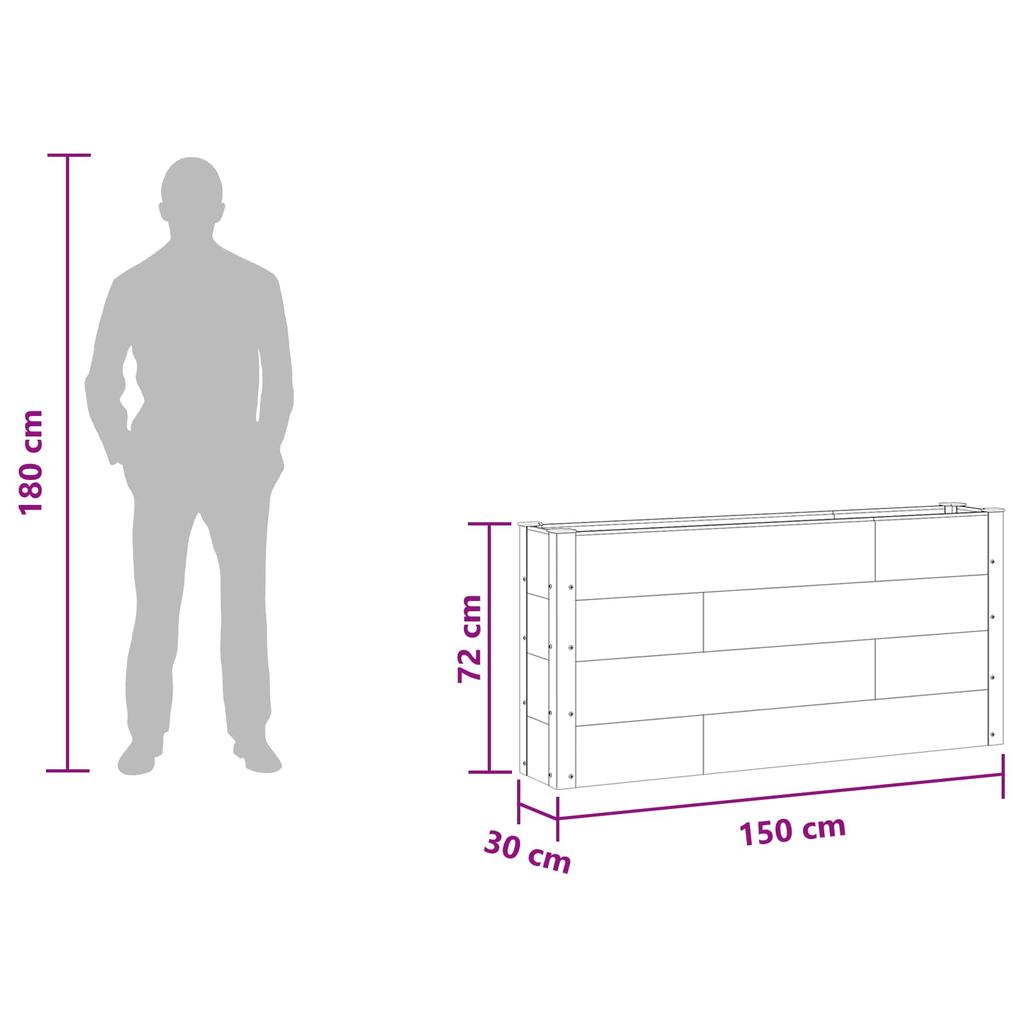 Raised Garden Bed Black 150 X 30 X 72 Cm