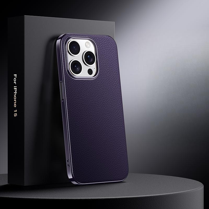 Această Piele Este Potrivită pentru Stratul Superior al Husei de Telefon Apple 15promax, Husa din Piele Galvanizată Business Anti-cădere pentru iPhone 14 13