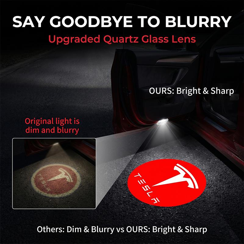 XLGJS1 2Pcs LED Car Door Emblem Light Welcome Lamp Laser Projector Styling for Tesla Model 3 Model X S Y 2016-2023 Model Y Decals TM3