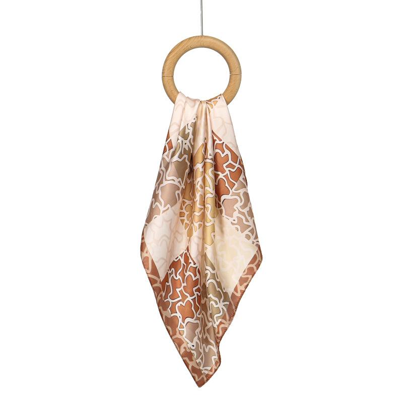 Original new imitation silk women's square scarf spring and autumn plaid square leopard print scarf neck protection scarf silk scarf
