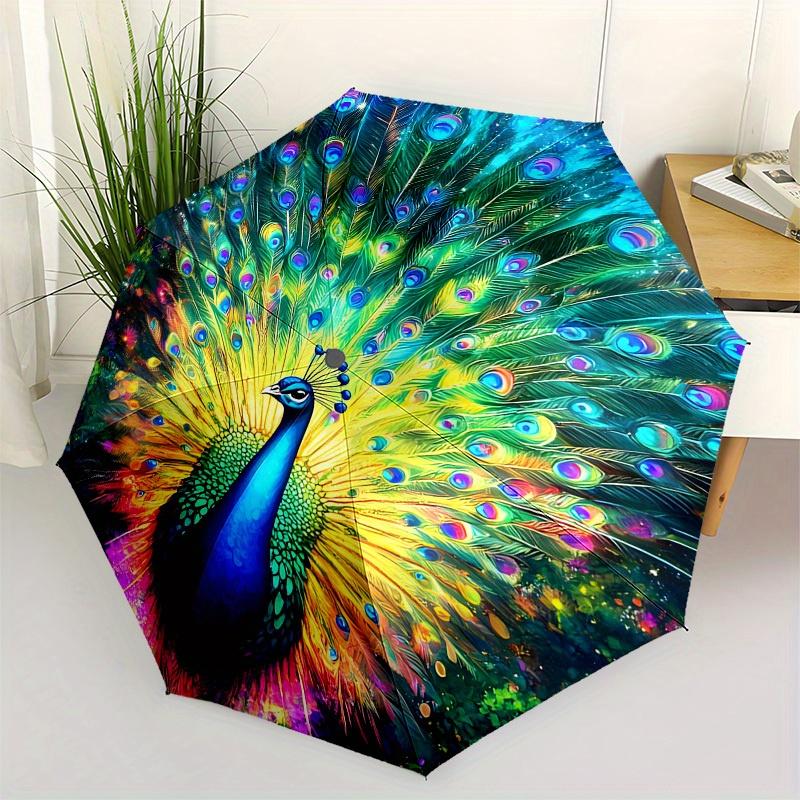 

1pc Colorful Peacock Feather Artwork Umbrella with Plastic Handle,Suitable for All Seasons Home Travel Outdoor UmbrellaB1650