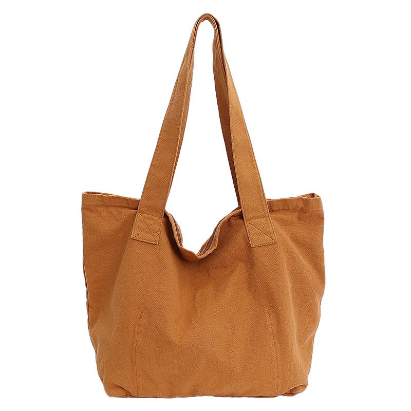 Versatile cotton canvas bag, women's large-capacity tote bag, commuting to work, simple leisure, college student class shoulder bag