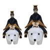 1/2Pcs Qin Shihuang Riding Polar Bear Figurine Qin Dynasty First Emperor Riding Bear Statue Home Office Humorous Desktop Decoration
