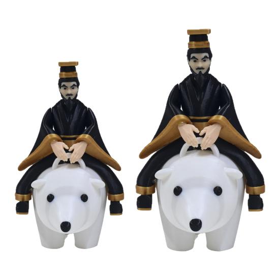 1/2Pcs Qin Shihuang Riding Polar Bear Figurine Qin Dynasty First Emperor Riding Bear Statue Home Office Humorous Desktop Decoration
