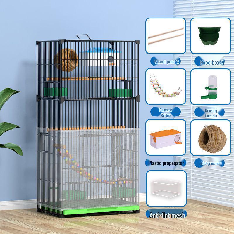 

Посилена велика клітка для великих птахів, таких як какатіли та піони, з гніздовою коробкою 90cm H, 42x31cm, no wheels, Package 10 білий