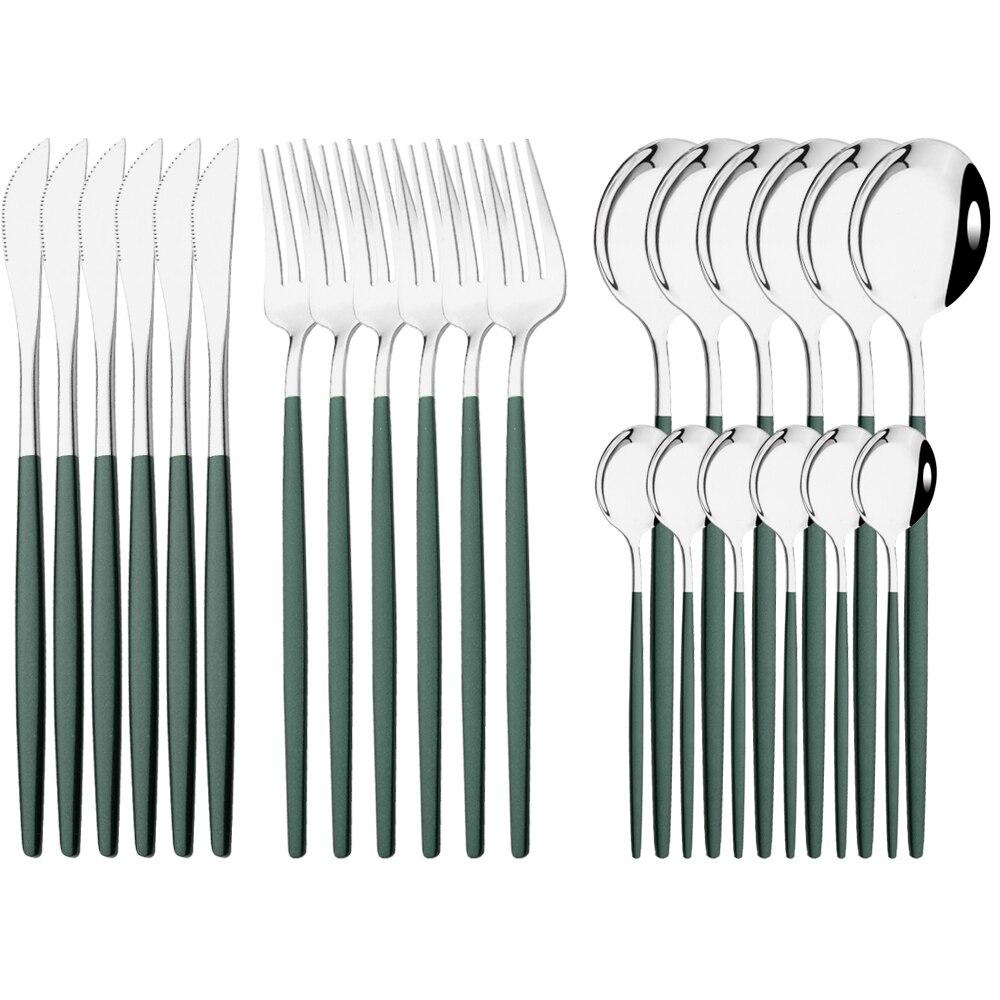Neue 24 Teile/satz Besteck Set Edelstahl Geschirr Lila Gold Geschirr Messer Gabel Löffel Abendessen Besteck Küche Besteck