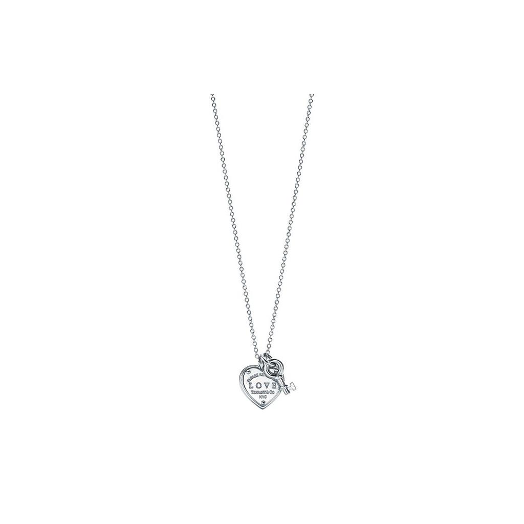 Tiffany & Co. Collana unisex con ciondolo a forma di cuore e chiave "Return To Tiffany", colore argento, codice GRP08990.