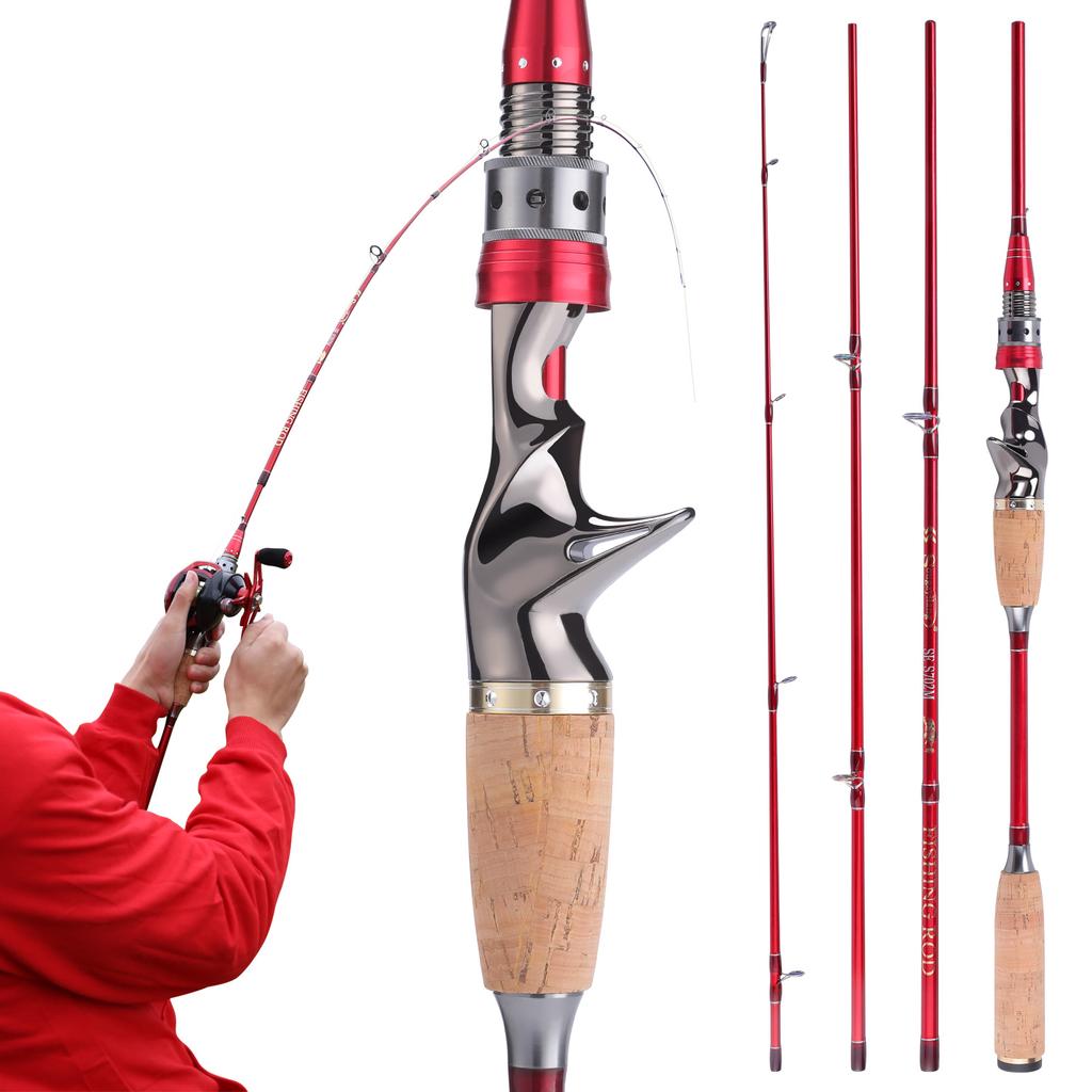 Canna da pesca portatile a 4 sezioni Spinning Casting Canna da pesca alla carpa per spigola Canna da pesca in carbonio alto al 99%.
