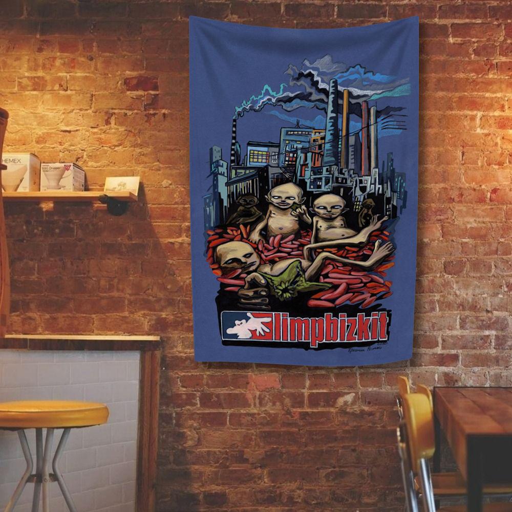 Limp Bizkits Flag Banner Four Holes Polyester Digital Prints Rock Band Tapestry Outdoor Decoration Room Garage Garden