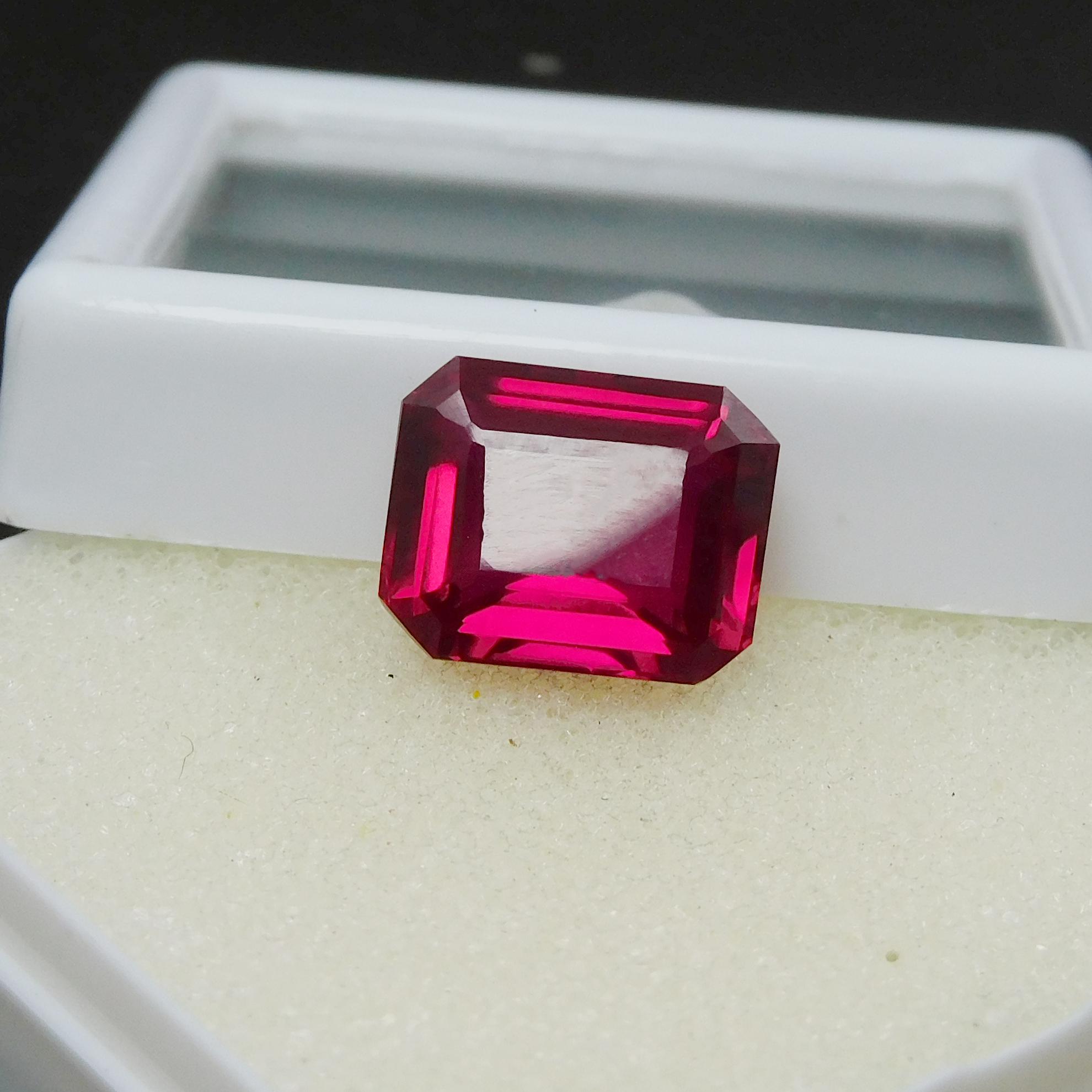 

CERTIFIED Natural 9.85 Ct Red Ruby Emerald Cut Loose Gemstone Ring Size M-39-Ra 13.1 mm Approx. червоний