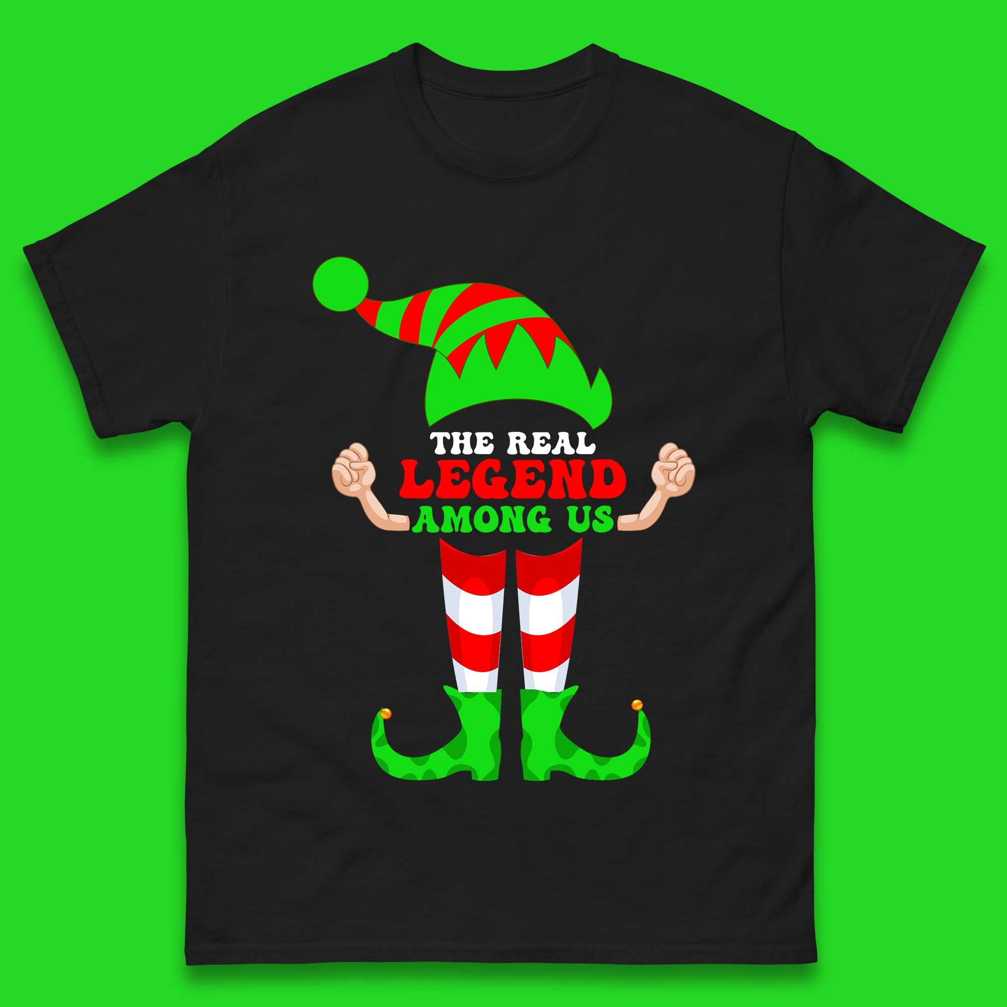 

The Real Legend Among Us Elf Costume Christmas Mens T Shirt Womens Tops Tees XL