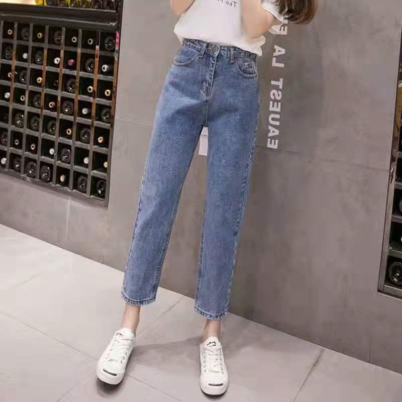2026 New Women's High-Waisted Loose Straight Harem Jeans for Petite - Cropped Dad Pants for Spring/Summer