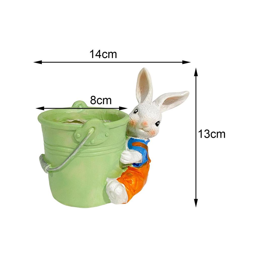 Bunny Statue Flowerpot Cute Rabbit Figurine Garden Flower Pot for Courtyard