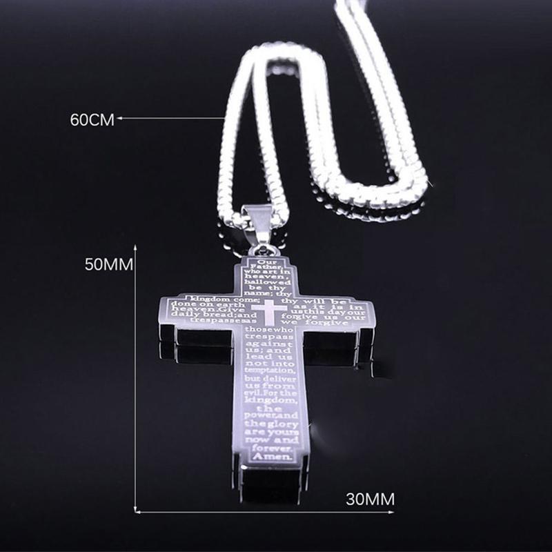 ZAKOL Trendy Cross Crucifix Bible Stainless Steel Necklaces For Women Men Gold & Copper Color Metal Clavicle Chain Zircon