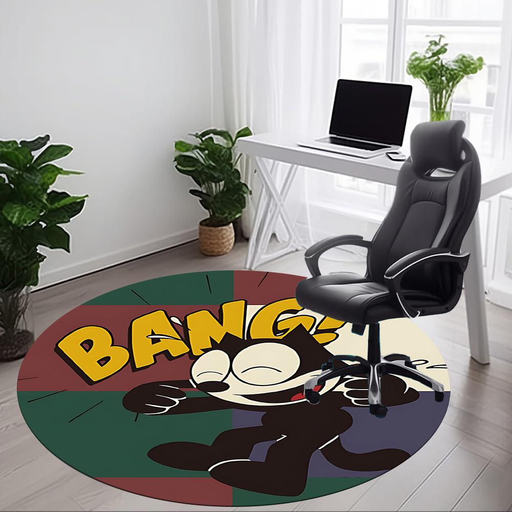 1pc Felix the Cat Office Round Area Rug, Under Office Chairs Bedroom Living Room Home Decor, Available in Various Sizes1
