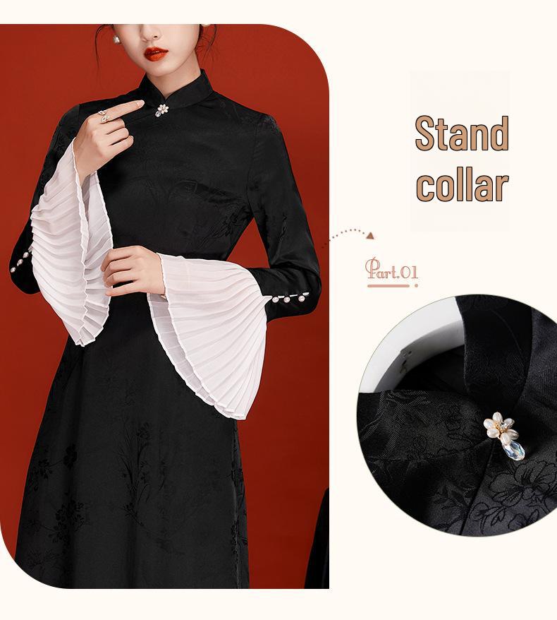 Nou Cheongsam de damă în stil chinezesc cu mâneci lotus jacquard 2024 - Acum caută agenți