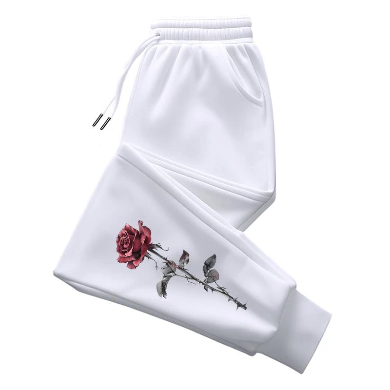 Dámské tepláky s potiskem růží pro celoroční nošení, pro každodenní nošení, sportovní, na jogging, dámské, pro outdoor, fitness, jógu, všestranné kalhoty