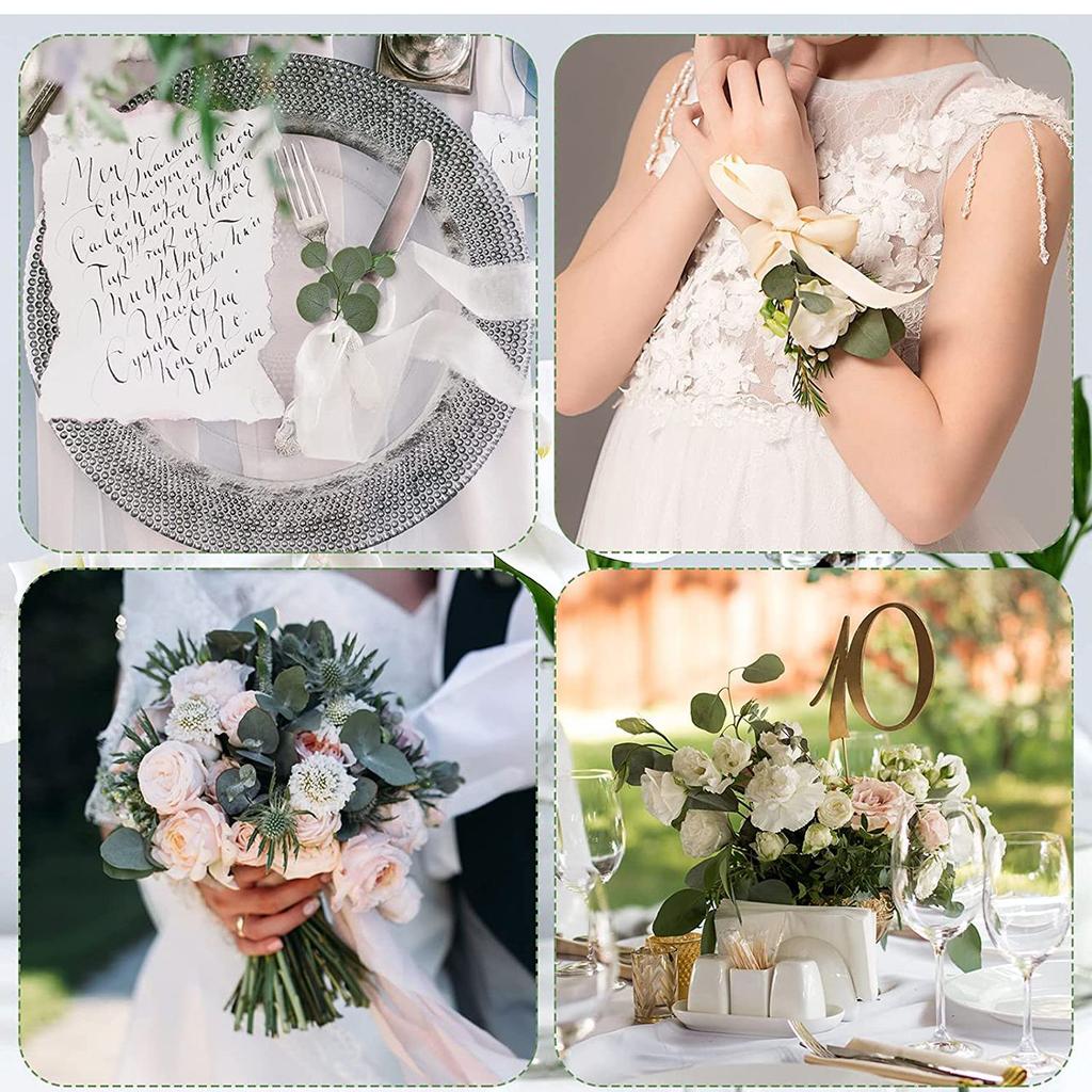 50/100 Stück Künstliche Pflanzen Eukalyptusblatt Grün Schwarze Blätter Festival Hochzeit Heimdeko DIY Zierblumentöpfe Zubehör
