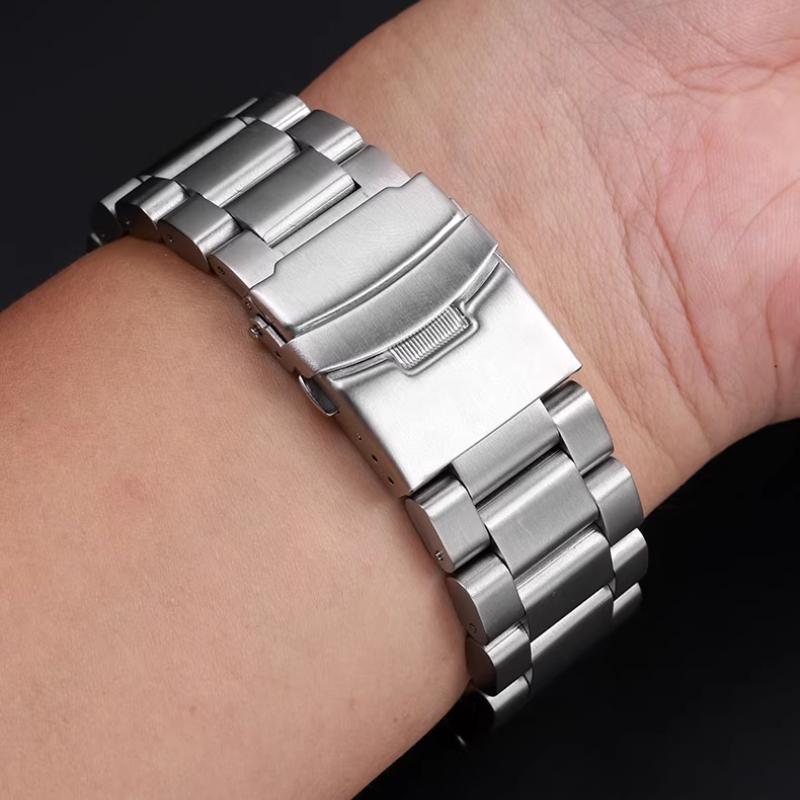 Cinturino Piatto in Acciaio Inossidabile 24 26mm Metallo Solido per Orologio Uomo Panerai PAM441 PAM111 Catena Cinturino Argento nero Accessori Uomo