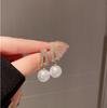 Pearl pendant earrings, Korean Dongdaemun temperament full of diamond stud earrings, Hong Kong style design ear jewelry